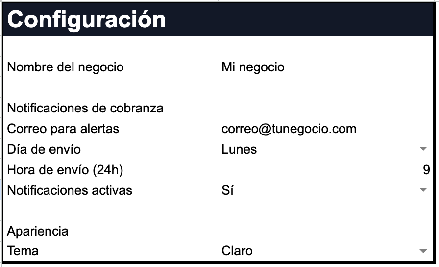 Facturas y Cobranza — Control de facturas y cuentas por cobrar (Google Sheets)
